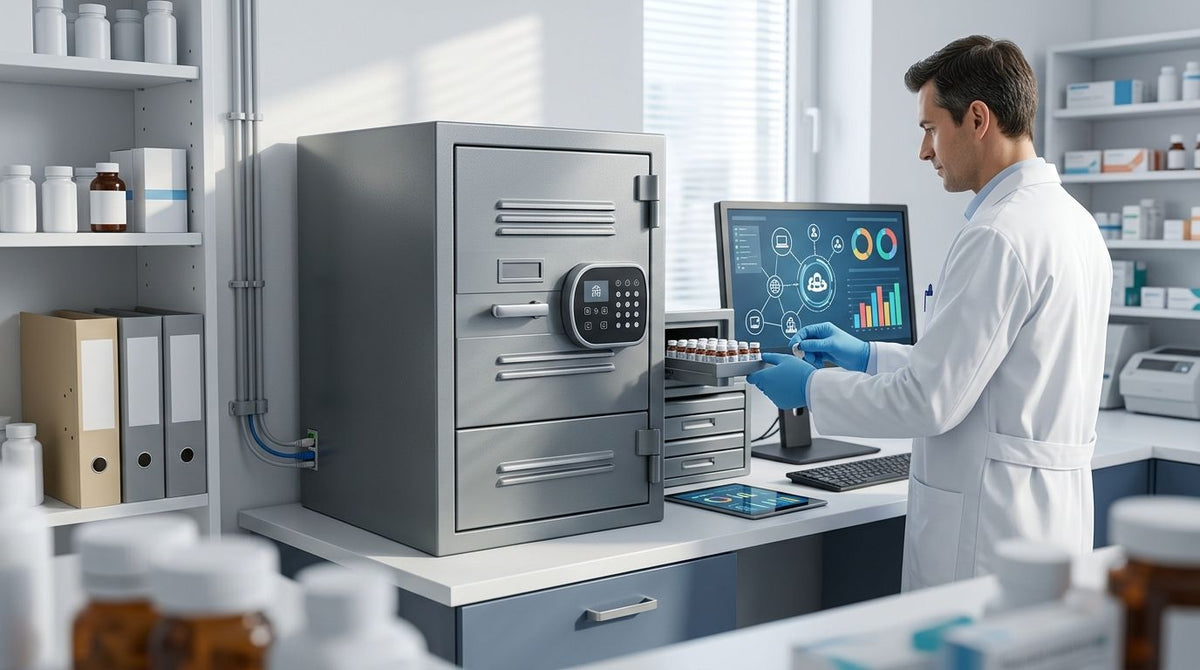 How to connect a drug safe to a pharmacy compliance system