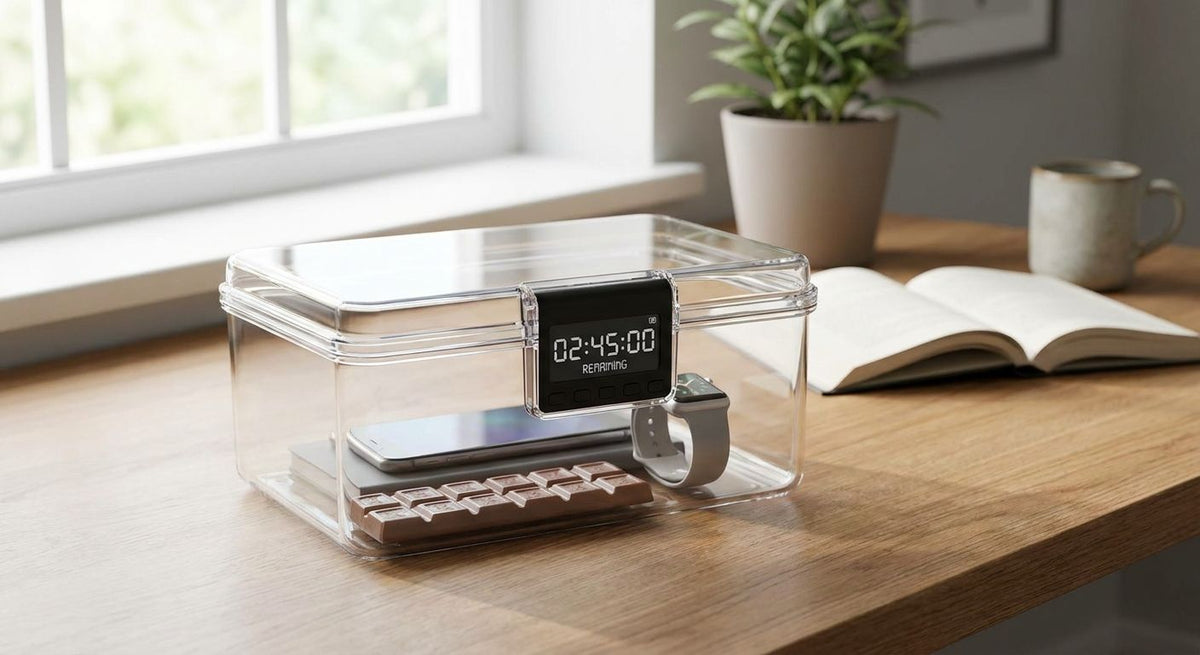Timer lock boxes for digital detox and habit control