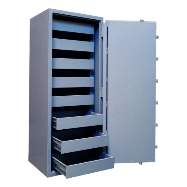 Secuguard SD4K drug safe open with eight adjustable pull-out drawers